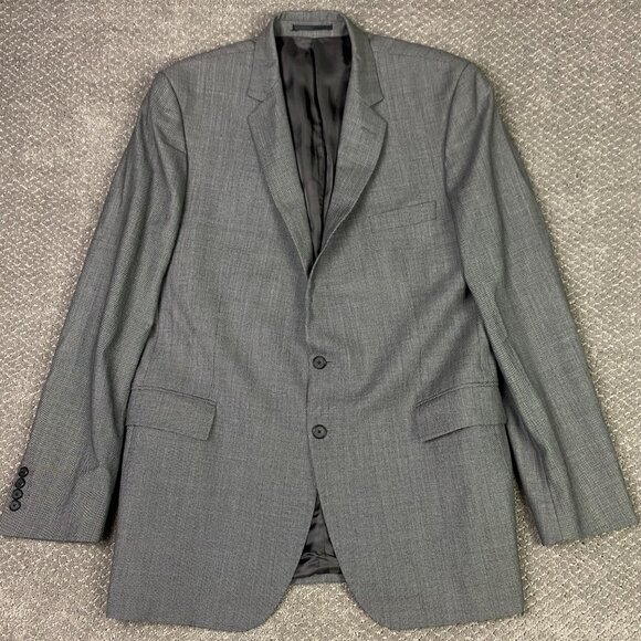 Gieves & Hawkes Blazer Sport Coat Men's 46L Silver Black Micro Dot Birdseye Wool - Picture 1 of 16
